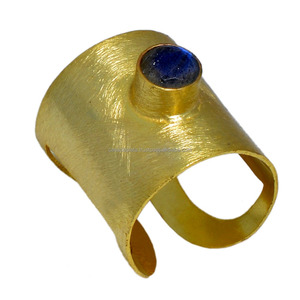 Bague en pierre précieuse Labradorite en argent sterling 925 plaqué or fait à la main bijoux bague à la mode fêtes cadeaux pour unisexe. - Product Image 1