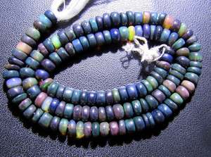 Ópalo Negro Etíope, Forma Redonda Lisa, Cuentas Sueltas para Joyería, Natural, Certificado por Terceros, 14 Pulgadas de Largo, Increíble - Product Image 2