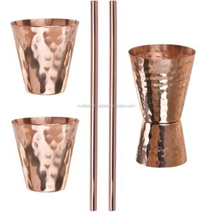 Copper Shot Glass Copper Jigger Copper Straws for Home Bar Hotel Use - Product Image 1