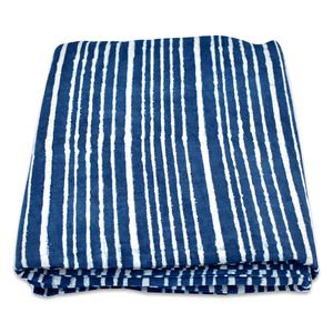 Tela de algodón azul índigo con estampado de rayas para coser vestidos, tejido de sarga hecho a mano en India, para colchas, cortinas, camisas, fundas de bolsos - Product Image 1