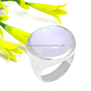 Solid 925 <b>Sterling</b> <b>Silver</b> rainbow Moonstone Designer Classic <b>Ring</b> Fashionable <b>Ring</b> <b>for</b> Wedding, Gift, Anniversary <b>for</b> Unisex - Product Image 1