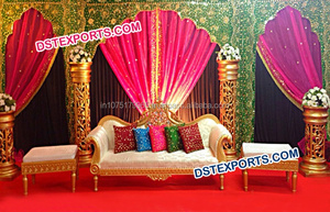 Cortina de fondo de boda bordada, telón de estilo de templo de boda indio, Mandap, nuevo diseño - Product Image 5