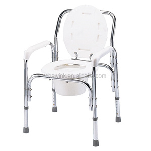 Bệnh viện sang trọng nhôm <span class=keywords><strong>commode</strong></span> ghế với tựa lưng cao và thanh xử lý 100kg công suất cho người lớn tuổi và người khuyết tật - Product Image 1