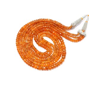 ลูกปัดพลอยโกเมนแบบเหลี่ยมเพชรพลอยอัญมณีสีส้มทำจากธรรมชาติ - Product Image 4