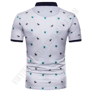 Polo de algodón con logotipo personalizado para hombre, camiseta informal de manga corta con cuello vuelto - Product Image 3