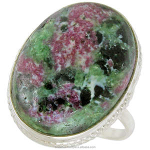 Bague élégante et simple en zoïsite rubis, argent sterling 925, pierre précieuse naturelle faite à la main, forme ovale, bijoux, cadeau religieux chrétien - Product Image 1