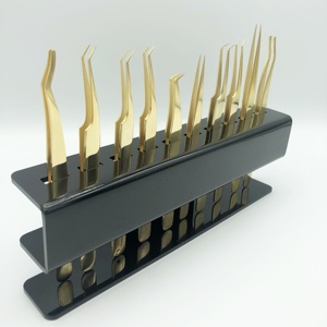 Pinzas para pestañas postizas de oro de 24K, acero inoxidable sostenible probado a mano con agarre fuerte y Punta puntiaguda, Etiqueta Privada - Product Image 5