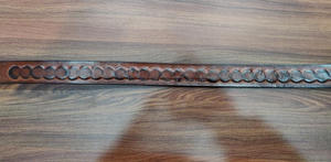 Ceinture à outils en cuir occidentale à une seule couche personnalisée, bracelet perlé multicolore, panier d'incrustation en relief avec boucle antique - Product Image 2