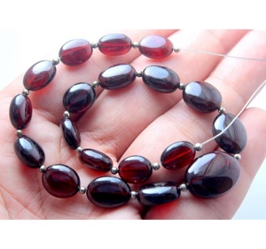 Perles de forme ovale en grenat hessonite naturel de 11 pouces - Product Image 2