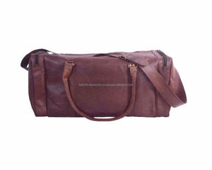 Bagages de voyage vintage faits à la main marron 100% en cuir véritable polochon sacs de sport sacs de fitness sacs à main fourre-tout bandoulière sacs à bandoulière - Product Image 3