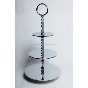 Metal Three Tier Cake Stand With Nickel Plating Finishing Round Shape Plain Design Excellent Quality For Serving Wholesale Price