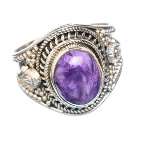 2023 Tendance Design Charoite Pierre Anneau Pour Les Filles En Gros Bijoux 925 Solide Bague En Argent Sterling À La Main Bijoux En Argent - Product Image 2