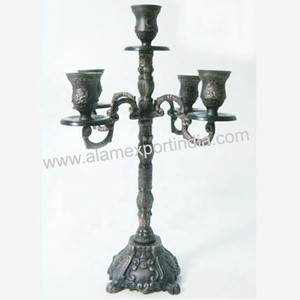 Nuevo candelabro de aluminio antiguo pátina gris para candelabro de Navidad Pilar de vela asequible a granel hecho a mano - Product Image 1