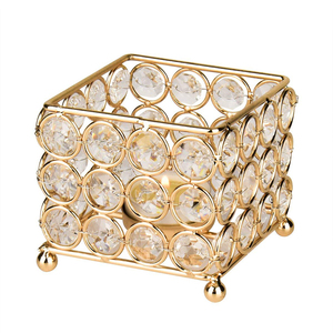 Gold Plated <b>Crystal</b> Gem Tea Light <b>Candle</b> Holder - Product Image 1