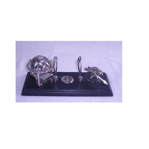 Nickel Plated Pen <b>Stand</b> Made in Brass and Wood with Nautical Themes Desktop Table Accessories - Product Image 2