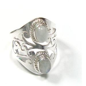 Top Selling rainbow Moonstone <b>Twin</b> Gemstone Sterling Silver Indian Jewelry Finger Ring Eternity Vermeil Women 925 Sterling - Product Image 1