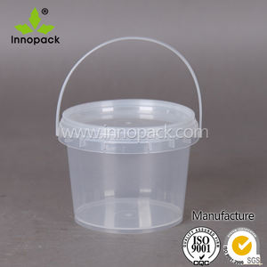 Petit seau en plastique transparent de 500ml avec couvercle, matériau PP, poignée en plastique ou en métal - Product Image 3