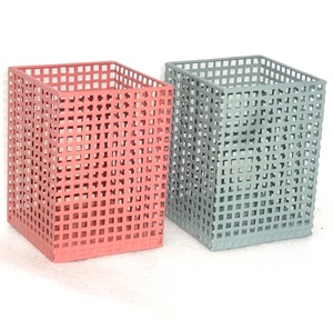 Cesta de malla de alambre gris/naranja para oficina y hogar, organizador de papelería - Product Image 1