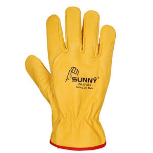 Jaune En Cuir De Sécurité Conducteur Gants - Product Image 3