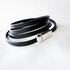 Black Wrap <b>Leather</b> <b>Bracelet</b> - Product Image 1