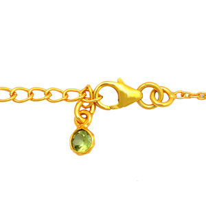 Briolette facetado Aqua Calcedonia cojín Onyx peridoto piedra preciosa 925 plata esterlina chapado en oro cadena collar joyería para mujer - Product Image 3