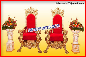 Ensemble de chaises de scène élégantes pour la mariée et le marié décorations de meubles Bollywood conçues pour le mariage indien léger en bois personnalisable - Product Image 6