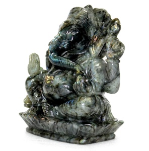 Statue de Ganesha de qualité supérieure fabriquée à la main Labradorite pierre précieuse sculpture bouddhisme spirituel Sculpture de l'Inde Type de gravure - Product Image 2