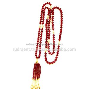 Venta caliente rubí y Perla facetado diamante con cuentas Yoga Mala collar clásico religioso hindú Unisex boda fiesta regalo - Product Image 2