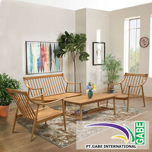 Chaise de salon en bois de teck massif design scandinave faite à la main ensemble de meubles de maison de couleur naturelle - Product Image 1