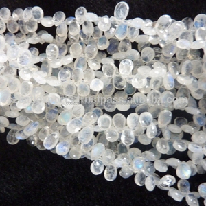 Cuentas de piedra lunar arcoíris Cuentas de piedra natural Venta al por mayor India Hebras de gotas de piedras preciosas facetadas - Product Image 1