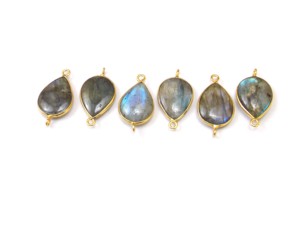 Belle pierre précieuse de Quartz fumé en forme de poire 12x16mm Double caution en argent Sterling connecteur de lunette en métal composants de résultats de bijoux - Product Image 2