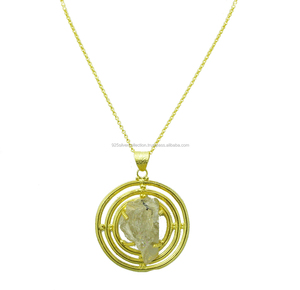 Colgante de latón hecho a mano chapado en oro de 18 quilates, estilo romántico, rutilo dorado, colgantes finos naturales crudos, dijes para uso diario, regalo a granel - Product Image 2