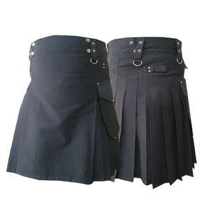 Kilt en coton noir pour hommes actifs écossais Utility Sports Traditional Fashion - Product Image 1