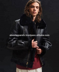 Big Pockets Men Winter Plus Size Breathable Motorbike Genuine Sheepskin Leather Overcoat - Product Image 6