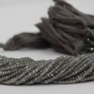 Cuentas de piedras preciosas Rondelle facetadas de piedra lunar gris AAA Natural de 3mm y 4mm, hebra de piedras al por mayor, compre ahora a precio de fábrica - Product Image 1