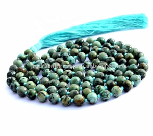 Collar de cuentas Mala turquesa de energía de Chakra de grado Premium, pulido de piedras preciosas naturales, regalo Unisex BOHEMIA de 8mm - Product Image 1