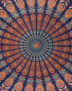 Belle tapisserie de mandala indien bleu motif imprimé pour intérieur ou extérieur-pour les pique-niques de plage ou la décoration intérieure - Product Image 2