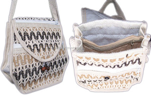 LOWELL CRAFT Women's Bohemian Style Summer Beach Tote Bag with Zipper Closure Zigzag Pattern Embroidery Cotton Lining - Product Image 2