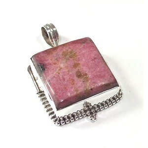 Pendentif en argent Sterling 925, bijoux en pierre naturelle, Rhodonite, vente en gros - Product Image 5