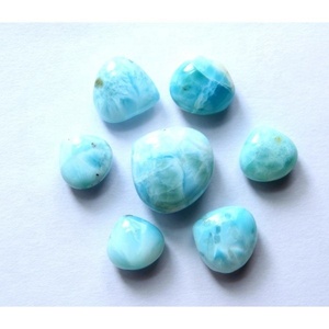 ชุดสะสมอัญมณีทรงลูกแพร์ตัดรูปหัวใจลาริมธรรมชาติทรงหลังเบี้ยเรียบ7ชิ้น - Product Image 1