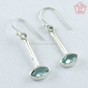 925 <b>Sterling</b> <b>Silver</b> <b>Drop</b> <b>Earrings</b> Turquoise Stone Wedding Party Classic Style Unisex - Product Image 2