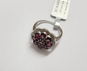 Rhodolite โกเมนลูกแพร์แหวนเงินเครื่องประดับที่ดีสำหรับงานแต่งงานและงานเลี้ยงโรเดียมชุบด้วยการออกแบบที่ไม่ซ้ำกัน - Product Image 4