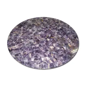 紫水晶随机覆盖台面，半宝石桌面