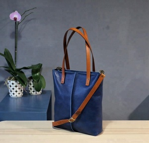 Sac fourre-tout en cuir souple bleu AM-0009, fourre-tout fait à la main, grand, pour hommes - Product Image 3