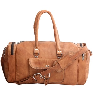 Sac de voyage en cuir de chèvre, sac décontracté, véritable fabrication artisanale, sac de voyage vintage, sac de week-end en cuir de chèvre, 20 pouces, Aryan Exports - Product Image 2