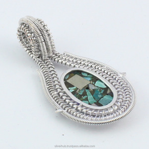 Colgante de Plata de Ley 925 con gema dicroica para mujer, colgante de cóctel hecho a mano - Product Image 4