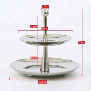 การออกแบบใหม่สแตนเลสที่กำหนดเองการออกแบบเงินสองชั้นยืนเค้ก - Product Image 3
