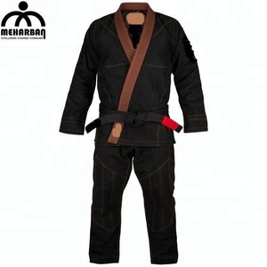 Logotipo personalizado BJJ Gi Etiquetas de bordado Costura en contraste Bucles con cordón Ventilaciones laterales-100% Algodón (Rojo Blanco Azul Negro Azul marino) - Product Image 4
