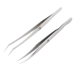 ODM OEM Venta al por Mayor de Pinzas Curvas Personalizadas de 2 Piezas con Punta Puntiaguda, Juego de Pinzas de Acero Inoxidable para Pestañas - Product Image 2