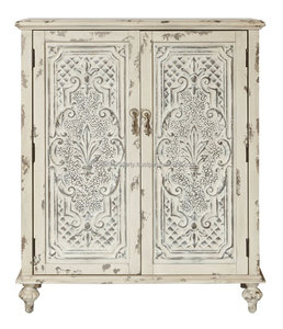 Mueble de madera rústica Estilo Vintage para sala de estar, aparador tallado de dos puertas, mueble de almacenamiento de madera maciza, Unidad de vajilla - Product Image 2